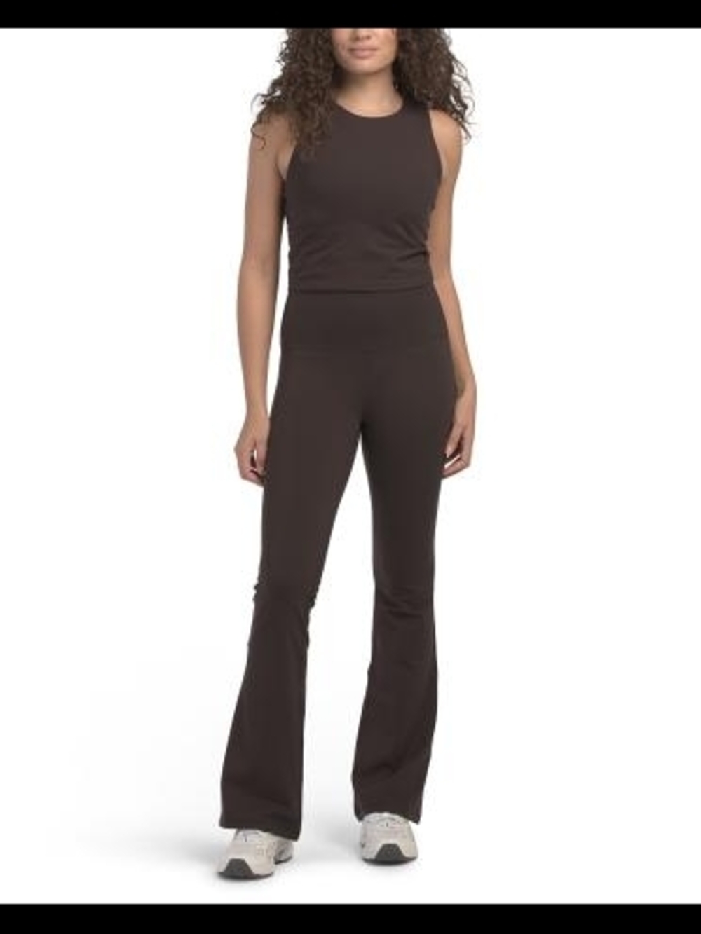 90 Degree By Reflex Brown Boot-Cut Flare Pants with Matching Sleeveless Tank